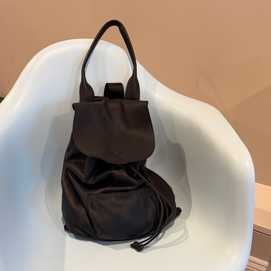Elizabeth And James Dark Brown Pebbled Leather Backpack